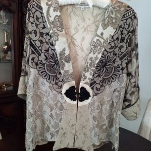 NEW SPENCER DINNER JACKET BEIGE BLACK EMBROIDERY M
